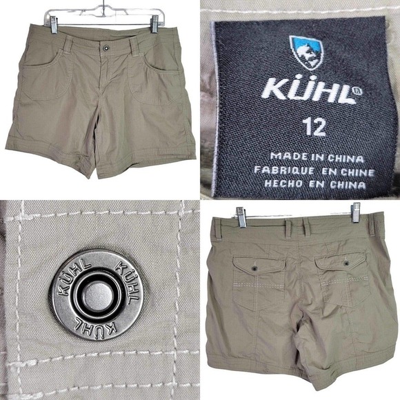 Kuhl Shorts Womens Size 12 Khaki Outdoors Hiking Cotton Nylon Stretch Drawstring - Picture 1 of 11